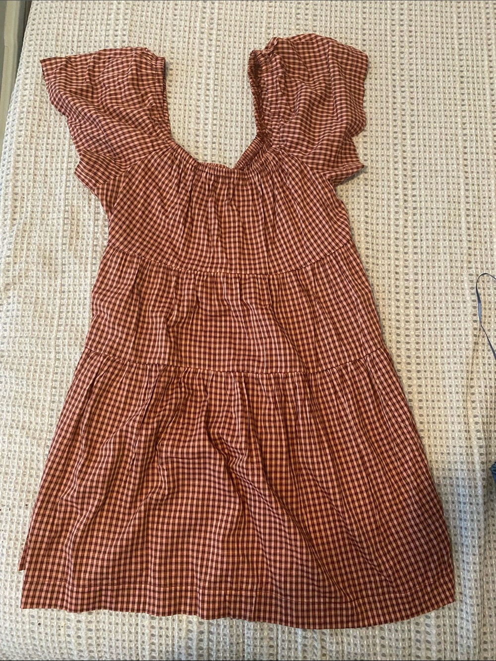 Old Navy Rust Gingham Tiered Dress